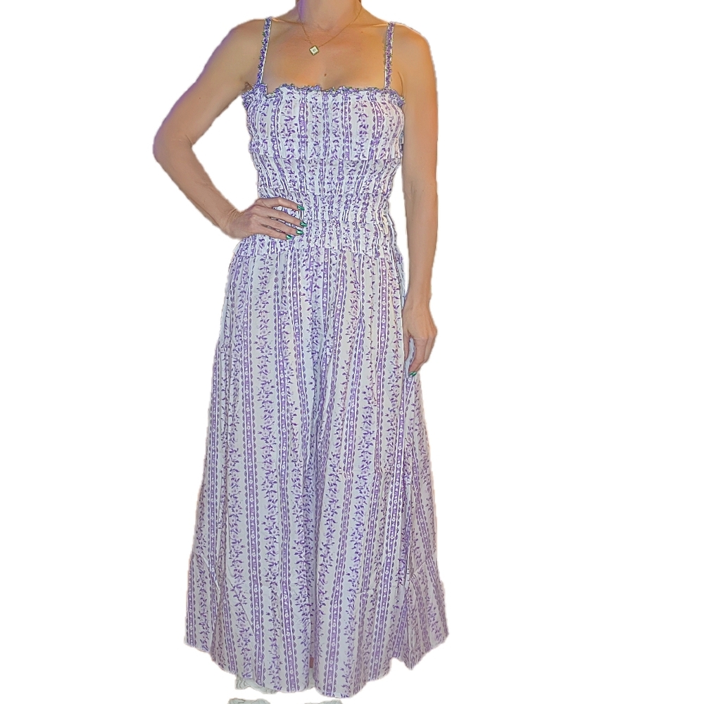 NWT Dolls Kill Lavender Striped Floral Maxi Sundress - Cottagecore